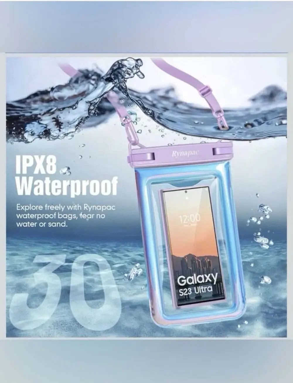 Waterproof Phone Pouch Floating, IPX8 Underwater Cellphone Holder With Lanyard